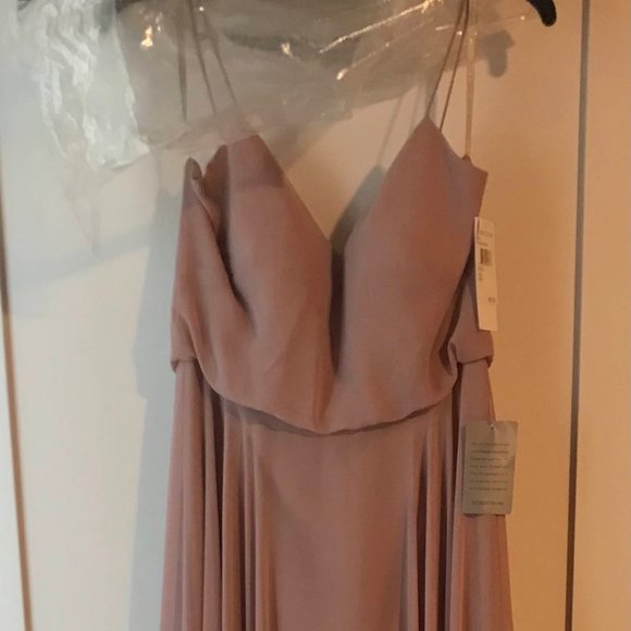 Reduced price! New Jenny Yoo bridesmaid w/tags-Inesse Chiffon Whpd Apricot sz 2 - Picture 4 of 6